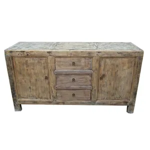 Armoire de rangement en bois massif style Antique, meuble de cuisine en bois massif, planche à buffet long