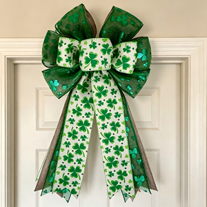 Lazo de Arpillera con Estampado de Trébol Verde y Blanco DAMAI, Lazo para Decoración del Hogar en Primavera, Decoraciones de San Patricio - Product Image 3