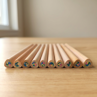 Crayons en bois triangulaires arc-en-ciel de 7 pouces, noyau arc-en-ciel, papeterie artistique, logo personnalisable, fournitures scolaires certifiées