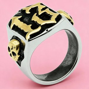 Herrenring aus Edelstahl mit Dominantem Totenkopf-Design, Modischer Geisterkopf-<span class=keywords><strong>Ring</strong></span> - Product Image 5