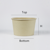 Tasse à crème glacée en papier de pulpe de bambou jetable à emporter en papier de qualité alimentaire biodégradable avec couvercle