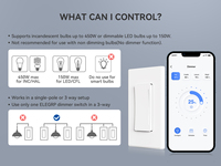 ELEGRP Interrupteur mural intelligent Wi-Fi Tuya 3 voies, variateur de lumière, 2,4 GHz, compatible avec Alexa et Google Assistant