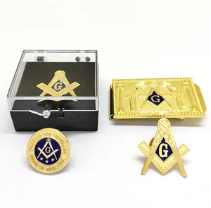 High Quality Free Design Metal Zinc Alloy 3D Custom Badge Shaped Gold Plated Soft Enamel Lapel Freemason Masonic Pins