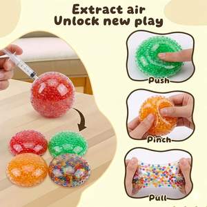 ของเล่นบีบคลายเครียดแบบกรุบกรอบ ลูกบอลนวดคลายความเครียด TPR ลูกบอลบีบสัมผัสเพื่อความผ่อนคลาย ของเล่นฟิดเจ็ต ลูกบอลบีบเม็ดบีด บรรจุเม็ดบีด ลูกบอลบีบได้รูปทรงต่างๆ - Product Image 3