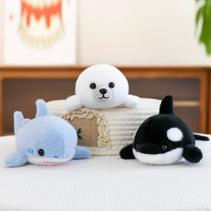 Toptan sevimli deniz hayvan peluş oyuncaklar yumuşak mühür köpekbalığı balina yunus bebekler özel Plushies PP pamuk dolum dolması hayvan oyuncaklar - Product Image 1