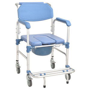 <span class=keywords><strong>Silla</strong></span> <span class=keywords><strong>de</strong></span> <span class=keywords><strong>baño</strong></span> plegable <span class=keywords><strong>de</strong></span> cuatro <span class=keywords><strong>ruedas</strong></span> con pedal antivuelco - Product Image 1