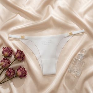 Wholesale Women's White <b>Seamless</b> <b>Thong</b> Panty Soft Breathable Solid Low Rise Panties Quick Dry Ultra-thin Underwear OEM ODM - Product Image 1