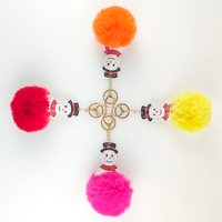 Pompon en fourrure de faux rex moelleux de 10 cm, pompon en fourrure de bonhomme de neige de Noël, mini pompon en fourrure, porte-clés en fourrure, porte-clés pour cadeau de Noël