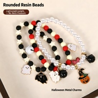 Collier perlé d'Halloween pour chat avec breloques citrouille, fantôme, chat noir, balai, toile d'araignée, pendentif pour chaton et chien