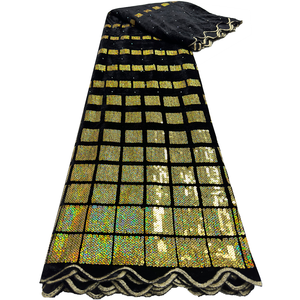 NI.AI última tela de encaje nigeriano <span class=keywords><strong>terciopelo</strong></span> Aso Ebi tela de encaje africano tela de lentejuelas de <span class=keywords><strong>terciopelo</strong></span> - Product Image 5