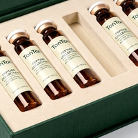 Boîte rigide à clapet magnétique verte personnalisée pour flacons de peptides, avec logo estampé à chaud sur pulpe moulée