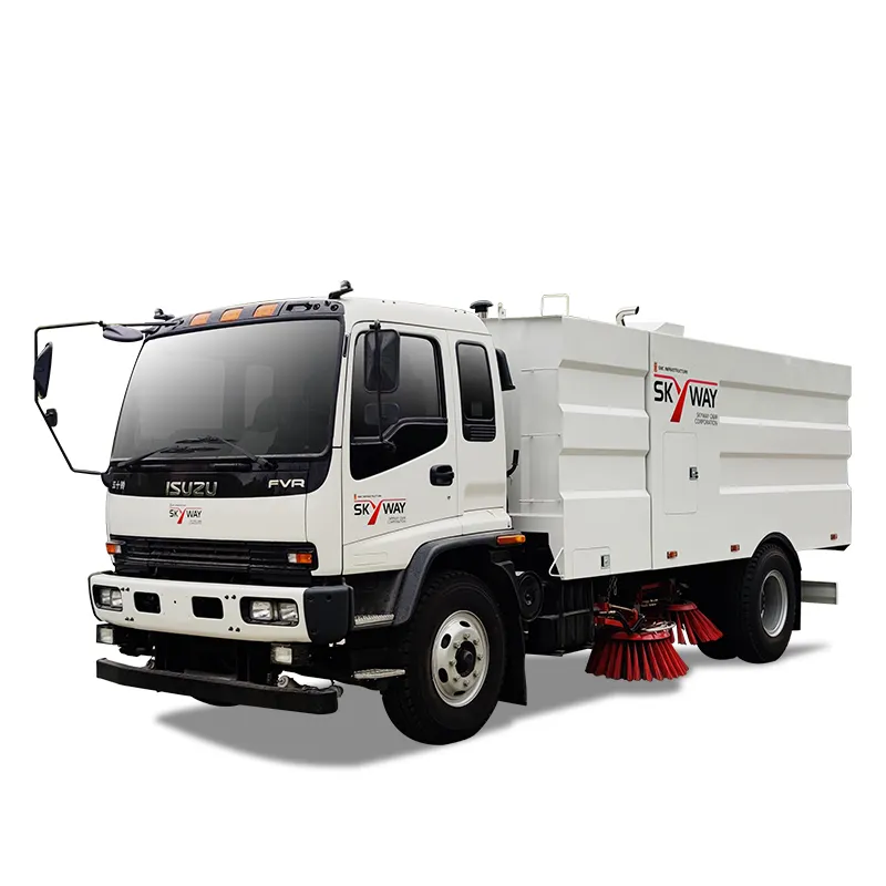 Isuzu Fvr Truk Penyapu Jalan Tangki Air 4000L, Penyapu Jalan Tangki Air Pembersih Mesin 6HK1 240 Hp Truk Penyapu Jalan untuk Dijual