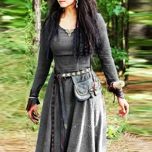Abito Medievale da Donna a Maniche Lunghe Maxi Tunica Vintage da Fata Elfica Rinascimentale Abbigliamento Gotico da Ballo Fantasy - Product Image 3