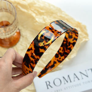 डॉवेल कोरियन एसीटेट तेंदुए प्रिंट हेडबैंड फैशनेबल सुरुचिपूर्ण पतले चौड़े गैर-पर्ची हेडबैंड महिलाओं फ्रेंच शैली बहुमुखी - Product Image 3