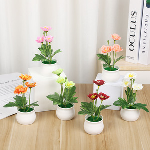 Fleurs artificielles en plastique Yiwu Datuo Florist, plantes en pot 10x14 cm pour décoration intérieure, ornement d'intérieur - Product Image 1
