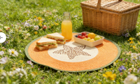 Sets de table ronds en PP tissés à la main, écologiques et réutilisables, motif étoile de mer jaune 38 cm, sans danger pour les aliments, pour la vente au détail, en gros, OEM, décoration intérieure