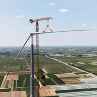 Grue à tour plate DAHAN DHL2500-200T 200T pour l'installation d'éoliennes, avec moteur et propulseur, hauteur 280m, pour projets d'éoliennes