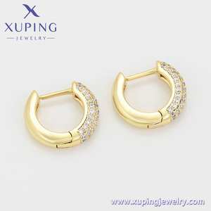 Trang Sức XUPING A00910538 Bông Tai Huggie Kim Cương Cổ Điển Nhiều Hàng Nút Tinh Tế Cổ Điển Đá CZ Tổng Hợp Màu Vàng 14K 3A + - Product Image 3