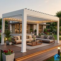 Pergola bioclimatique motorisée moderne Sweet Home en aluminium avec toit à lames orientables et éclairage LED pour jardin et terrasse extérieurs