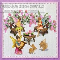 Figurines de fées endormies peintes à la main en résine imperméable, décorations intérieures/extérieures, miniatures de jardin féerique de Noël