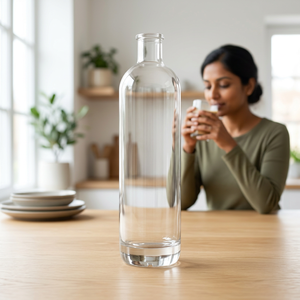 Elegante Botella de Vidrio Vacía de <span class=keywords><strong>1</strong></span> Litro con Base Pesada, Estilo Decantador de Ron Caribeño, con Cierre Clásico de Barra - Product Image 1