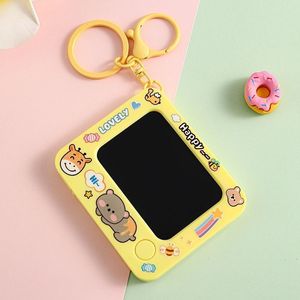 Mini tablero de dibujo cuadrado rosa, llavero con diseño de dibujos animados, bloc de notas portátil para escribir mensajes, regalo de cumpleaños para niños - Product Image 2
