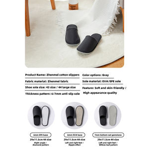 Toptan özel logo kişiselleştirilmiş nakış tek kullanımlık Spa terlikleri kadife misafir terliği - Product Image 4