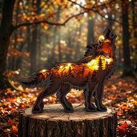 Décoration artisanale en bois sculptée, motif totem de loup, style minimaliste irrégulier et créatif, pour paysage, idéale pour le dropshipping