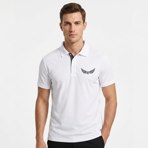 Polo en coton blanc pour homme, manches courtes, coupe classique, couleur unie, style décontracté, tissu tricoté - Product Image 2