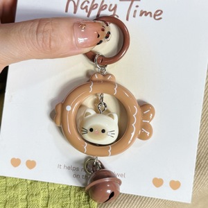 Porte-clés Chat, Petit Poisson, Pendentif Clochette Tridimensionnel Coloré, Sac Cadeau Original et Mignon pour Petite Amie, Couple, avec Accessoires - Product Image 3