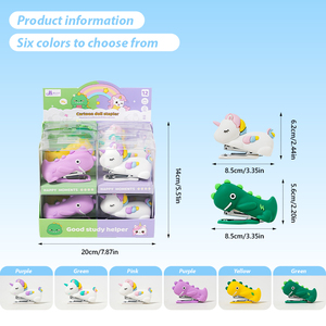 <span class=keywords><strong>Grapadora</strong></span> de dibujos animados fácil de presionar para niños con impresiones de unicornio y dinosaurio duraderas para uso diario - Product Image 2