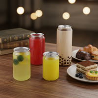 Vente en gros de canettes pour animaux de compagnie en PET transparentes, à ouverture facile par anneau, personnalisables avec logo et motifs, pour jus et sodas