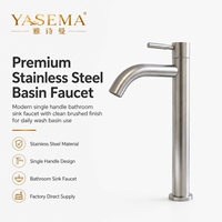 Robinet de lavabo en acier inoxydable à poignée unique, haut, finition brossée, vente en gros d'usine OEM ODM