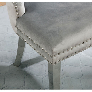 DB Ensemble de chaises de salle à manger contemporaines en flanelle grise à oreilles 2pcs chaises d'appoint rembourrées à boutons - Product Image 3