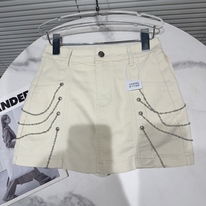 AELESEEN 2025 primavera nueva falda acampanada para mujer falda Casual diseño moda cadena decoración agua caliente gradiente Denim Mini falda - Product Image 5