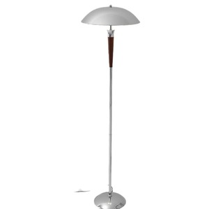 Vintage Bauhaus Style Solid Wood UFO Floor Lamp Iron Lampshade Walnut + Chrome <b>Light</b> Color Living Room Instagram-Worthy Japanese - Product Image 5