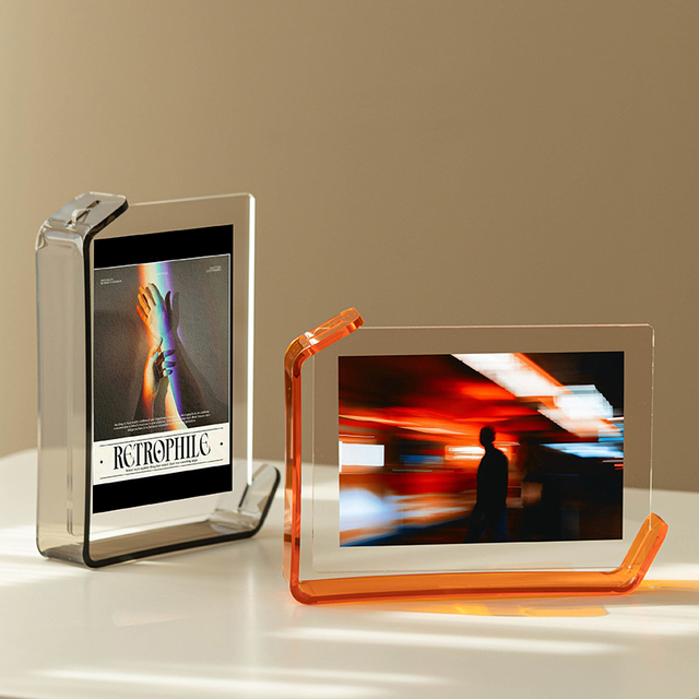 Acrylic Photo Frame L-Shape Design Double-Sided Clip Digital Printing Horizontal/Vertical Display Low MOQ Fast Shipping