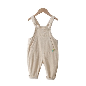 Pantalones de Pana para Bebés y Niños Pequeños, Pantalones Casuales Sueltos Color Marrón con Bolsillo, Overoles para Bebé Niño - Product Image 1