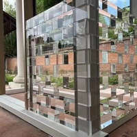 LZX Bloc de briques en verre cristal transparent, poli et solide, en forme de rectangle, pour l'entrée extérieure, le salon et la teinture.