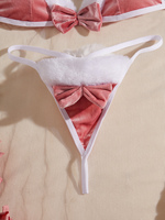 Set Lingerie Wanita Seksi Model Bunny Girl Tiga Potong, Bordir Tipis Tenun, Ramah Lingkungan, ODM