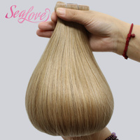 Extensions de cheveux russes Remy éthiques, trame papillon sans couture, fines, double tirage, blond platine avec mèches, qualité salon, 100g, 14 pouces