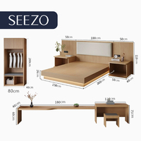 Vente directe usine : Ensemble de mobilier de chambre d'hôtel standard pour projets hôteliers commerciaux, comprenant un lit king size et une tête de lit à panneaux, à vendre.