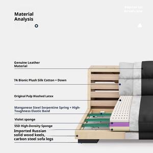 Canapé-<span class=keywords><strong>lit</strong></span> en cuir de vachette minimaliste <span class=keywords><strong>italien</strong></span> électrique, salon, rangée droite, double, trois places, double usage, rétractable - Product Image 2