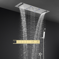 Ensemble de douche cascade effet miroir moderne avec inverseur 900*300 MM, musique Bluetooth, LED et thermostatique