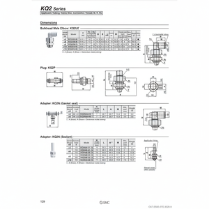 นิวเมติกส์แบบสัมผัสเดียว KQ2LE08-00N ชิ้นส่วนนิวเมติก SMC - Product Image 1