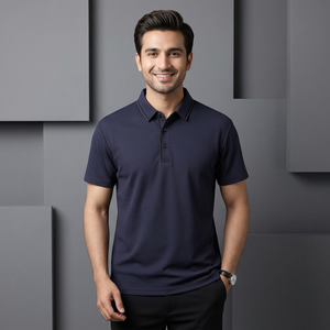 Polo à manches courtes en soie glacée pour homme, taille plus, nouveau modèle d'été, logo personnalisé OEM, séchage rapide, élastique, respirant, tricoté, vierge - Product Image 1