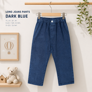 Pantalones vaqueros azul oscuro de primera calidad que combinan comodidad suave, durabilidad confiable y un estilo clásico para el día a día para niños en crecimiento. - Product Image 1