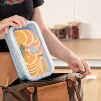 Boîte à lunch pliable en silicone sans BPA, grande capacité, conteneur alimentaire pliable, ODM et OEM