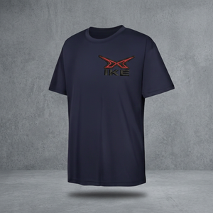 เสื้อยืดแขนสั้นสีน้ำเงินกรมท่าสำหรับผู้ชาย Hike impex พิมพ์ลายโลโก้ X สีแดงด้านหน้า ทรงลำลอง ใส่สบาย ผ้าฝ้ายเจอร์ซีย์ 100% คอกลม - Product Image 3