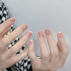 Faux ongles <span class=keywords><strong>en</strong></span> acrylique personnalisés avec <span class=keywords><strong>strass</strong></span> de luxe, ongles <span class=keywords><strong>en</strong></span> <span class=keywords><strong>gel</strong></span> français, ongles artificiels à presser pour femme - Product Image 6